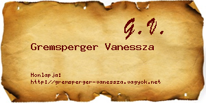 Gremsperger Vanessza névjegykártya